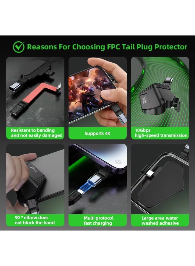 PIVA Gaming FPC Elbow Tail Plug Protector Type C – 90° Ergonomic Design, 4K@60Hz Support, 60W Fast Charging & 10Gbps Data for RedMagic, iPhone, Samsung, Android Devices, Mobile Phones - Image 4